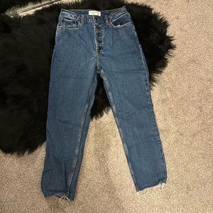 Abercrombie & Fitch High-Rise Button-Fly Jeans - Dark Blue Denim